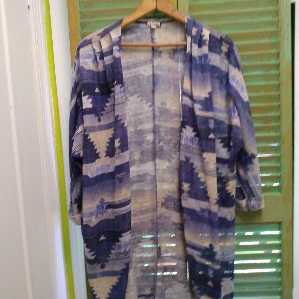 Lightweight  Long Cardigan Aztec pattern
